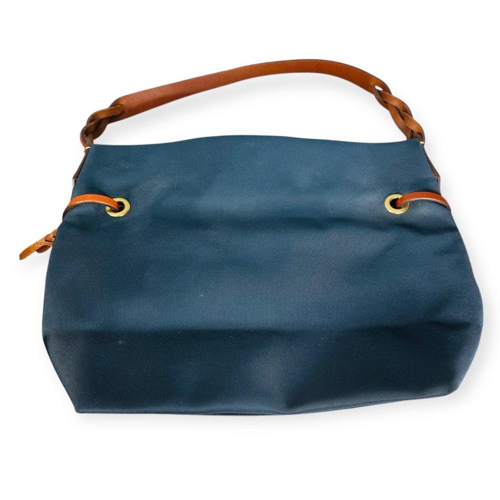 Dooney & Bourke Nylon Shopper Tote Navy Blue with Vachetta Trim NWOT - Picture 4 of 10